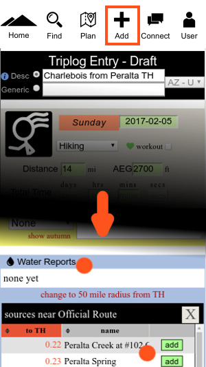 add water report posting a triplog
