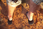 Jumped in the river and got a blast of water up my nose. That distracted me from realizing I'd bounced off the bottom and sliced my ankles. Water was cold. This was a while after the slicing occurred.... photo of comment
